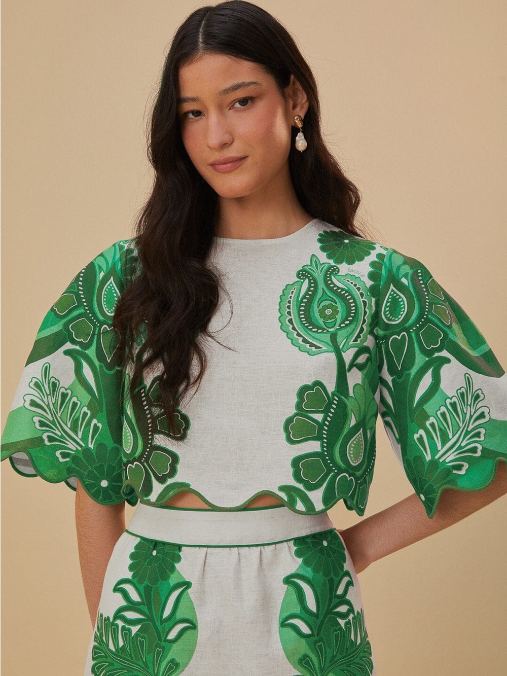 NWT Farm Rio Color Festival Green Blouse Size XS - Picture 3 of 8